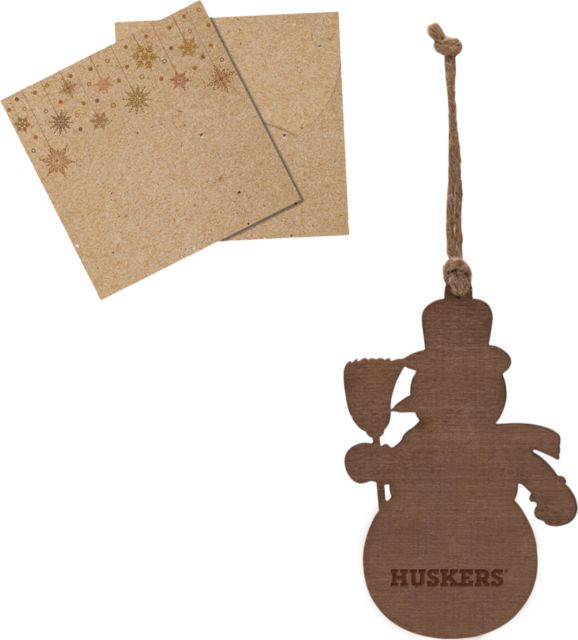 Nebraska Wood Snowman Ornament University of Nebraska Flat Engraved - ONLINE ONLY