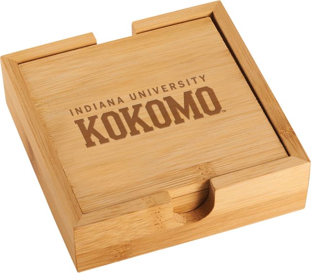 Indiana Bamboo Coaster Set Indiana University Kokomo  Wordmark Engraved - ONLINE ONLY