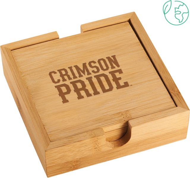 Indiana Bamboo Coaster Set Crimson Pride Stacked Engraved - ONLINE ONLY