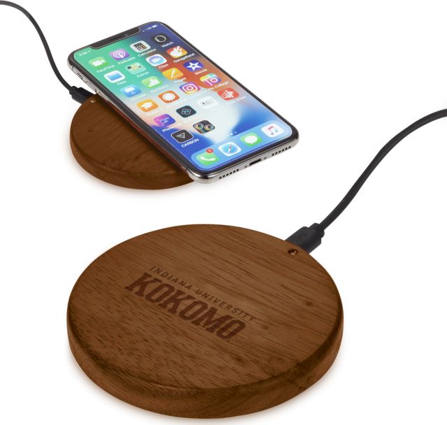 Indiana Bora Wooden Wireless Charging Pad Indiana University Kokomo  Wordmark Engraved - ONLINE ONLY