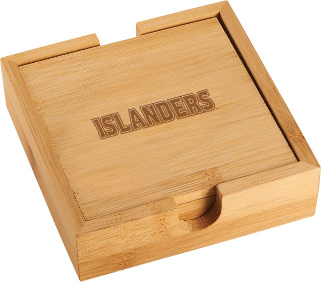 Texas A&M Corpus Christi Bamboo Coaster Set Wordmark Engraved