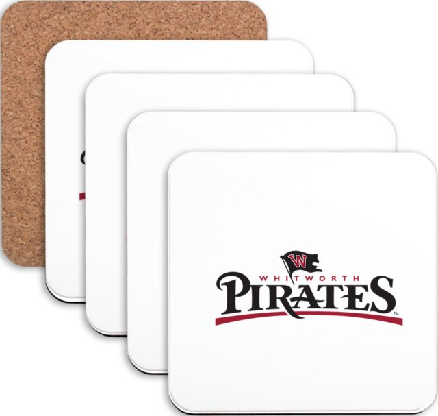 Whitworth Hardboard Coaster w/Cork Backing 4/set Whitworth Pirates Wordmark - ONLINE ONLY