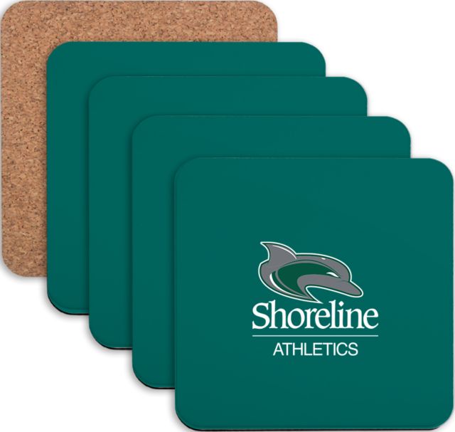 Shoreline Hardboard Coaster w/Cork Backing 4/set Shoreline Primary Athletics Mark - ONLINE ONLY