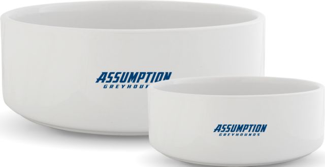 Assumption Ceramic Dog Bowl Assumption University Greyhound Wordmark - ONLINE ONLY