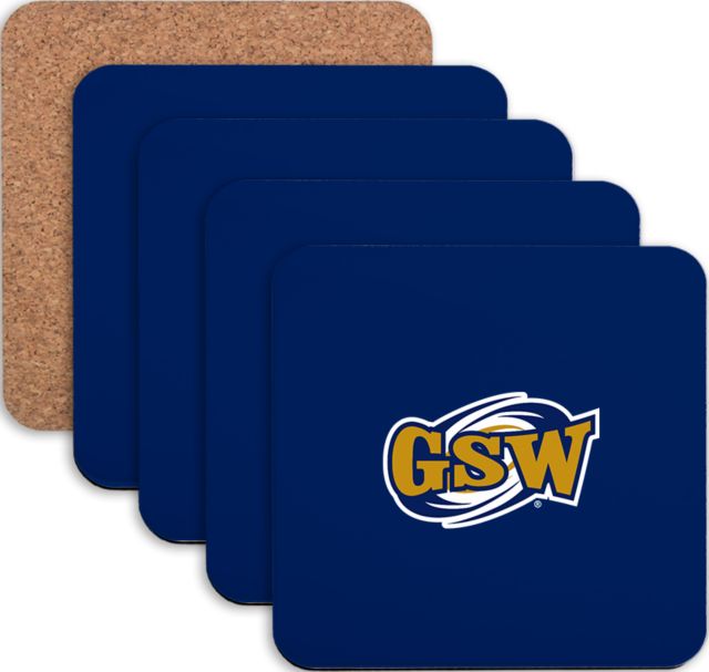 GSW State Hardboard Coaster w/Cork Backing 4/set GSW Athletics Mark - ONLINE ONLY