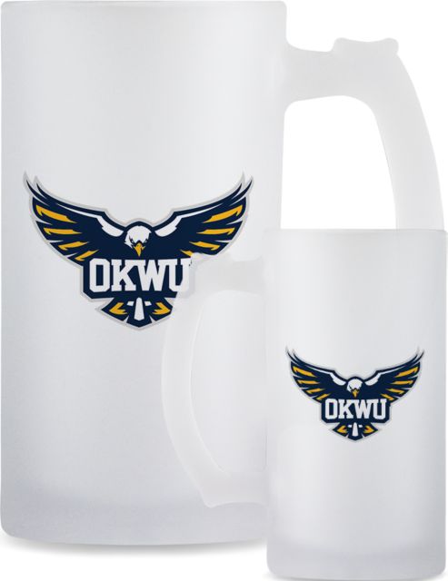 Oklahoma Wesleyan Full Color Decorative Frosted Glass Mug 16oz Primary Logomark Tent - ONLINE ONLY