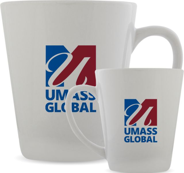 UMass Global Full Color Latte Mug 12oz  UMass Global Primary Logo Stacked - ONLINE ONLY
