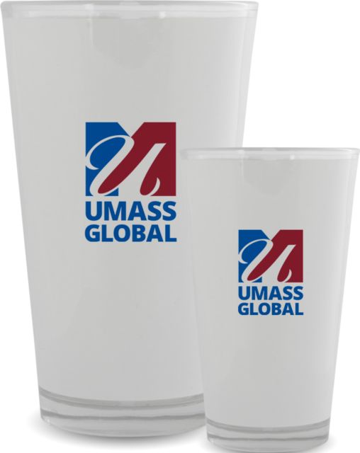 UMass Global Full Color Glass 17oz  UMass Global Primary Logo Stacked - ONLINE ONLY