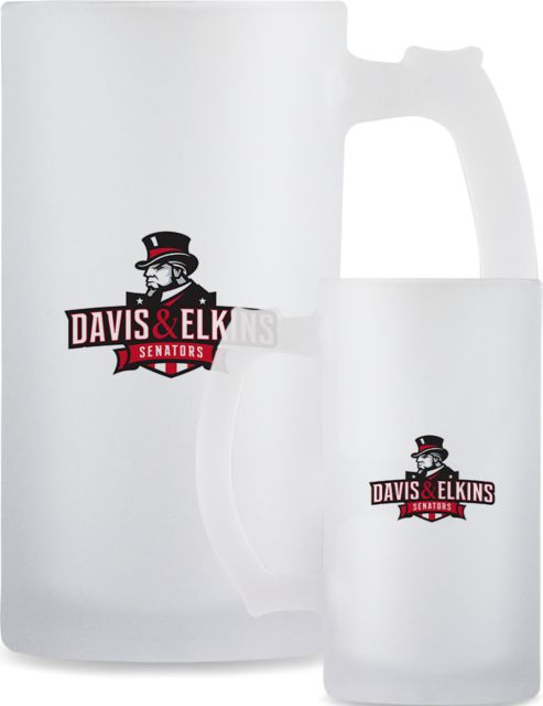Davis & Elkins Full Color Decorative Frosted Glass Mug 16oz Primary Mark - ONLINE ONLY