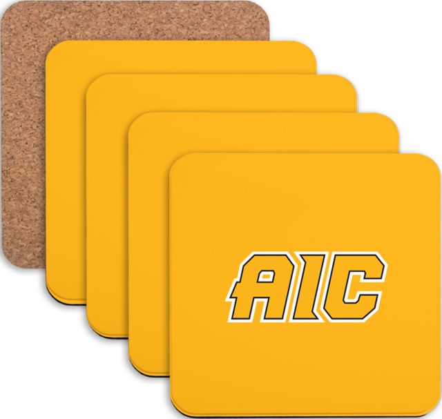 American International Hardboard Coaster w/Cork Backing 4/set AIC Primary Athletic Mark - ONLINE ONLY