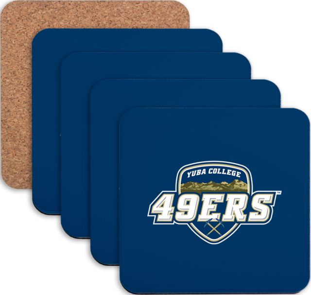 Yuba Hardboard Coaster w/Cork Backing 4/set Yuba College Athletic 49ers - ONLINE ONLY