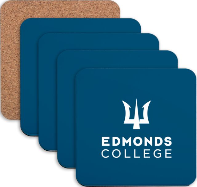 Edmonds College Hardboard Coaster w/Cork Backing 4/set Edmonds College Wordmark - ONLINE ONLY