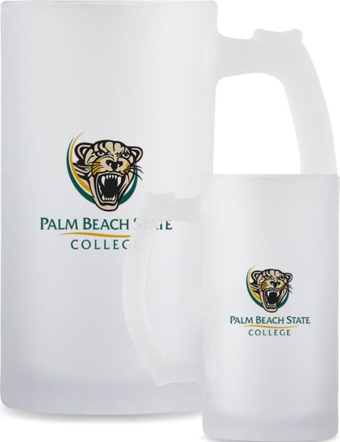 Palm Beach State Full Color Decorative Frosted Glass Mug 16oz Palm Beach State Panther Logo - ONLINE ONLY