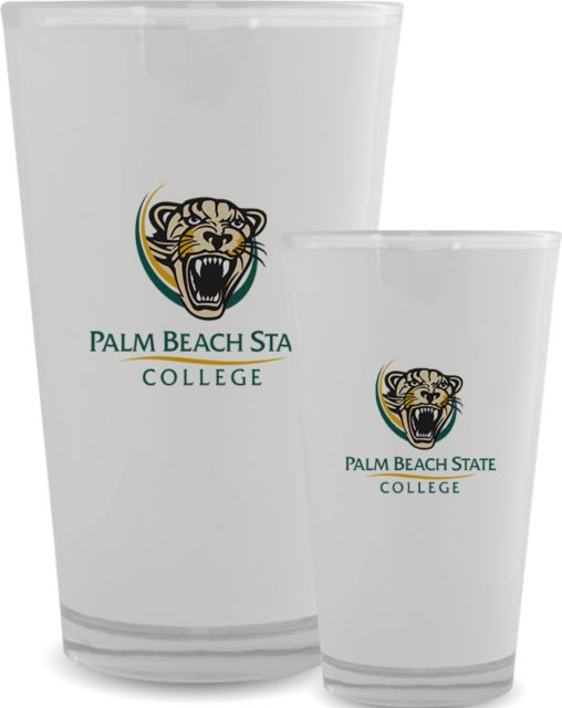 Palm Beach State Full Color Glass 17oz Palm Beach State Panther Logo - ONLINE ONLY