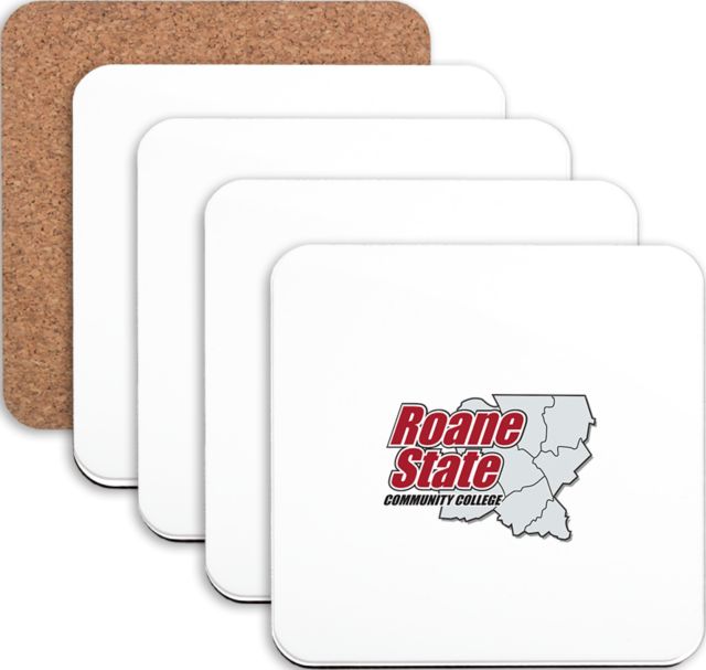 Roane State Hardboard Coaster w/Cork Backing 4/set Roane State CC Primary Mark Stacked - ONLINE ONLY