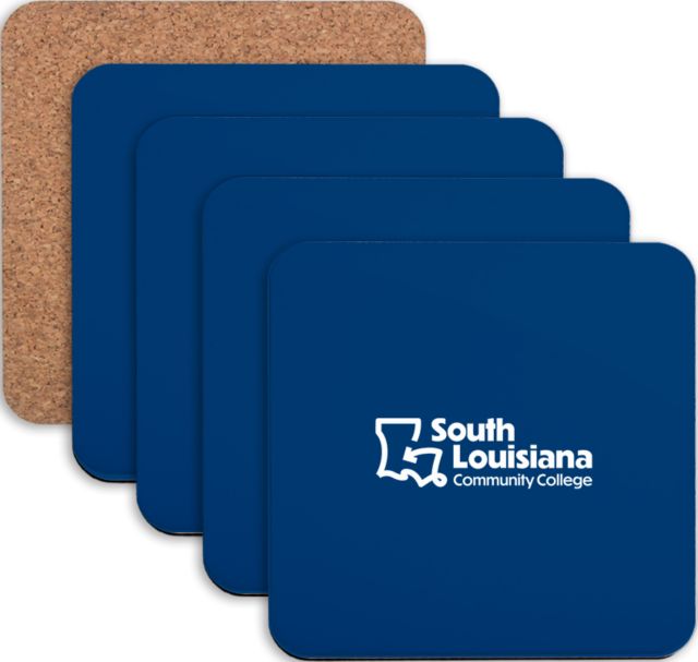 SoLAcc Hardboard Coaster w/Cork Backing 4/set South Louisiana Community College Vertical - ONLINE ONLY