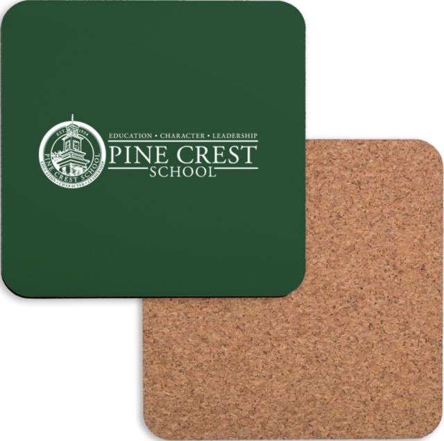 Pine Crest Hardboard Coaster w/Cork Backing Institutional Mark - ONLINE ONLY