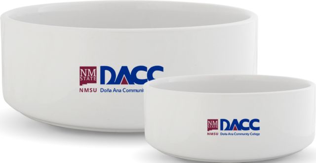 Dona Ana Ceramic Dog Bowl Dona Ana Community College Wordmark w NMSU Logo