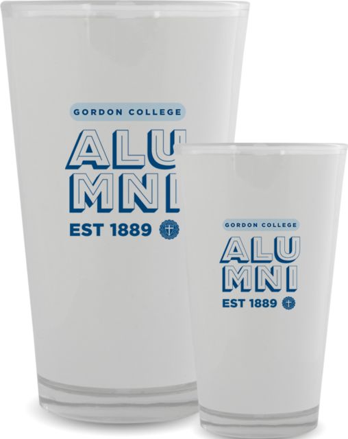 Gordon College Full Color Glass 17oz Alumni - Est. Date Stacked - ONLINE ONLY