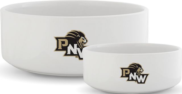 Purdue Northwest Ceramic Dog Bowl PNW Stacked Diagonal - ONLINE ONLY