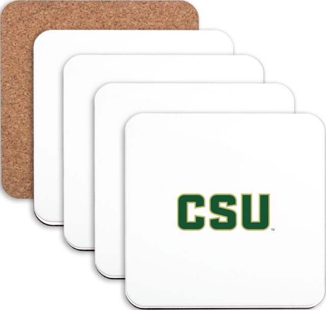 Colorado State Hardboard Coaster w/Cork Backing 4/set CSU Official Wordmark