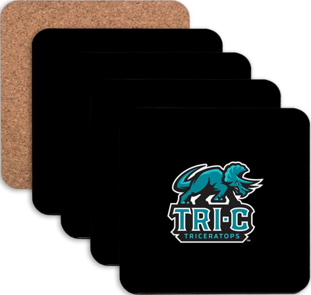 Cuyahoga CC Hardboard Coaster w/Cork Backing 4/set Tri-C Triceratops Primary Mascot Mark - ONLINE ONLY