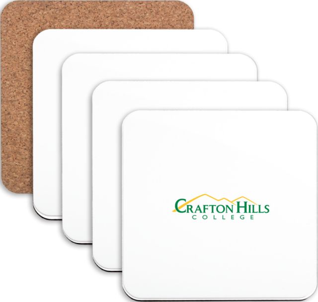 Crafton Hills Hardboard Coaster w/Cork Backing 4/set Crafton Hills College Primary Mark - ONLINE ONLY