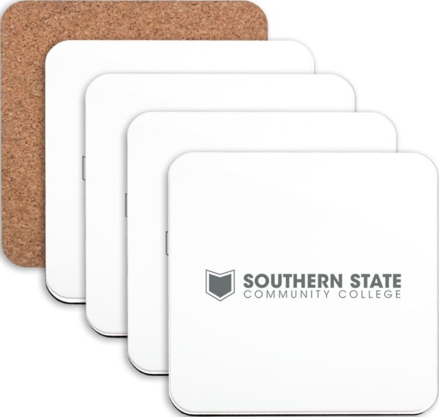Southern State Hardboard Coaster w/Cork Backing 4/set Sothern State Community College Primary Mark - ONLINE ONLY