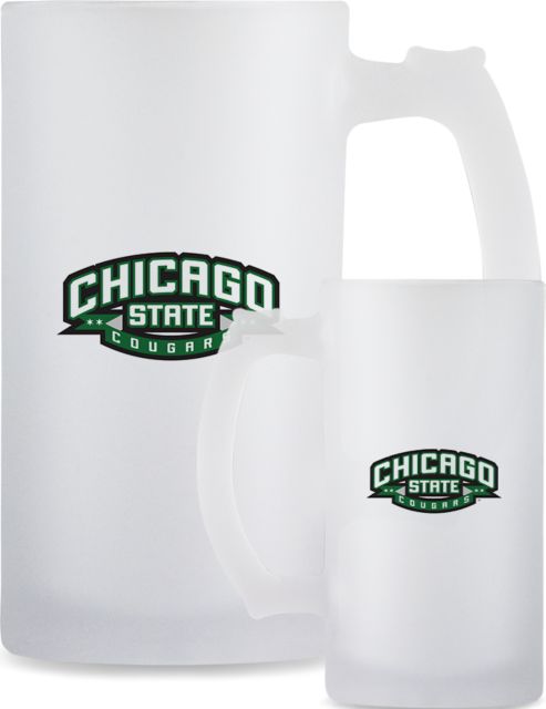 Chicago State Full Color Decorative Frosted Glass Mug 16oz Chicago State Cougars - ONLINE ONLY