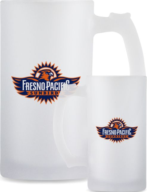 Fresno Pacific Full Color Decorative Frosted Glass Mug 16oz Official Logo - ONLINE ONLY