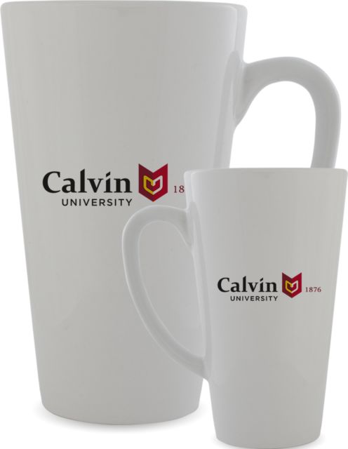 Calvin Univ Full Color Latte Mug 12oz University Logo 1876 Horizontal - ONLINE ONLY