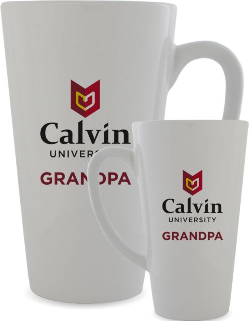 Calvin Univ Full Color Latte Mug 17oz Grandpa University Logo Vertical - ONLINE ONLY