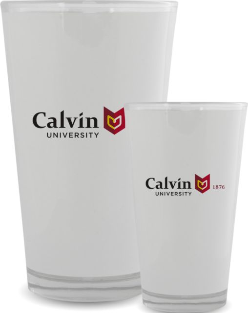 Calvin Univ Full Color Glass 17oz University Logo 1876 Horizontal - ONLINE ONLY