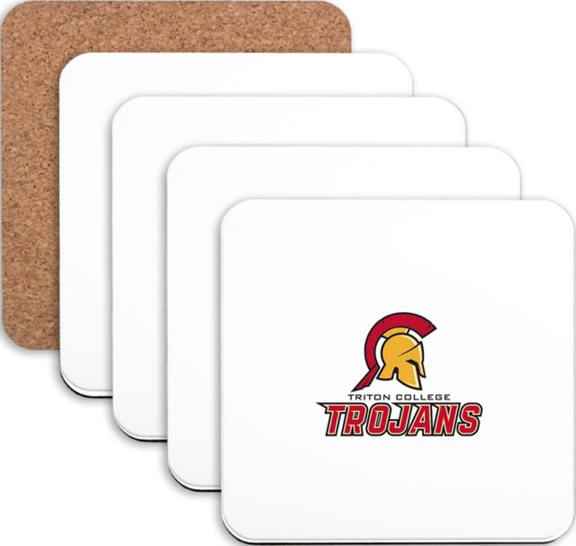 Triton Hardboard Coaster w/Cork Backing 4/set Triton College Trojans - Official Athletics Mark - ONLINE ONLY