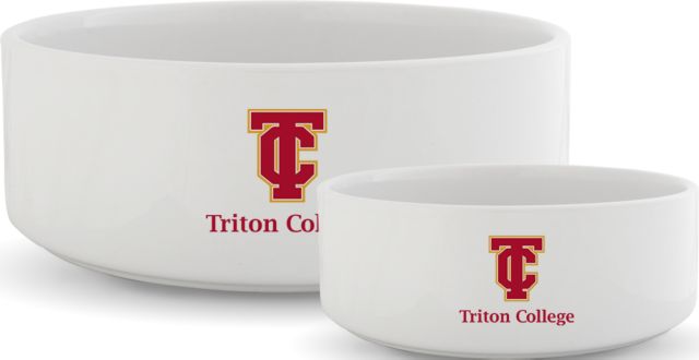 Triton Ceramic Dog Bowl Triton College Primary Wordmark Stacked - ONLINE ONLY