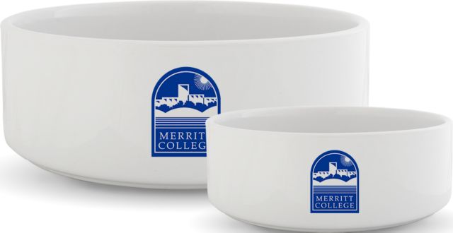 Merritt College Ceramic Dog Bowl Merritt College Primary Mark