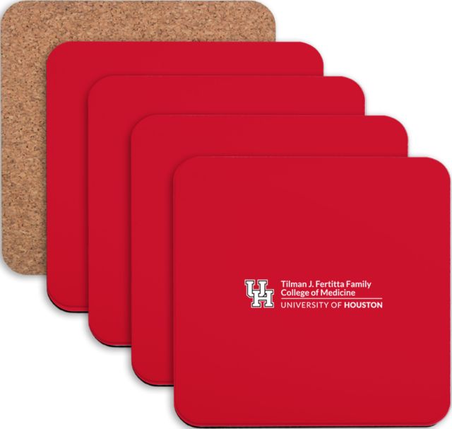 Univ of Houston Hardboard Coaster w/Cork Backing 4/set Tillman J Fertitta Family College of Medicine - ONLINE ONLY