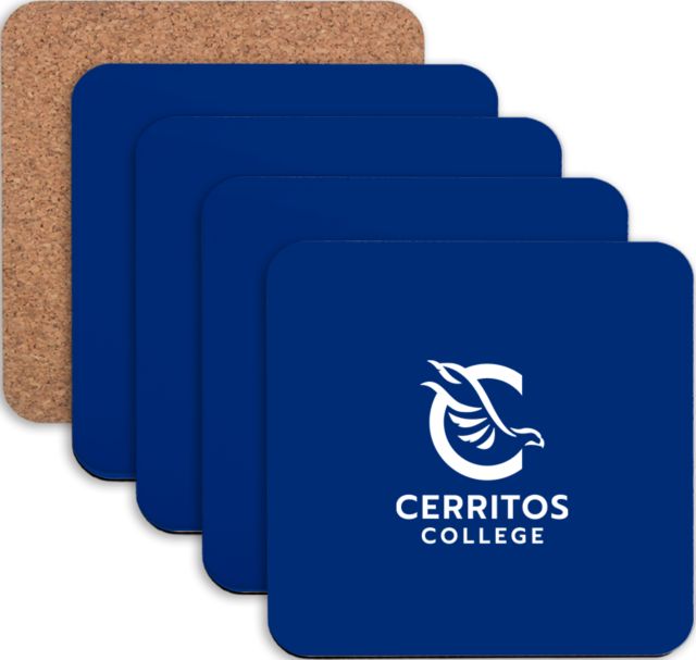 Cerritos College Hardboard Coaster w/Cork Backing 4/set Cerritos College Stacked - ONLINE ONLY