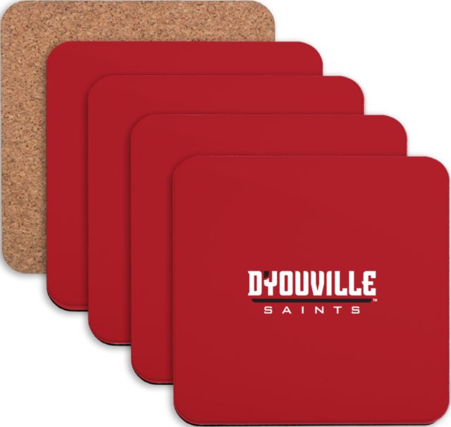 D Youville Hardboard Coaster w/Cork Backing 4/set D Youville Saints Athletics Wordmark
