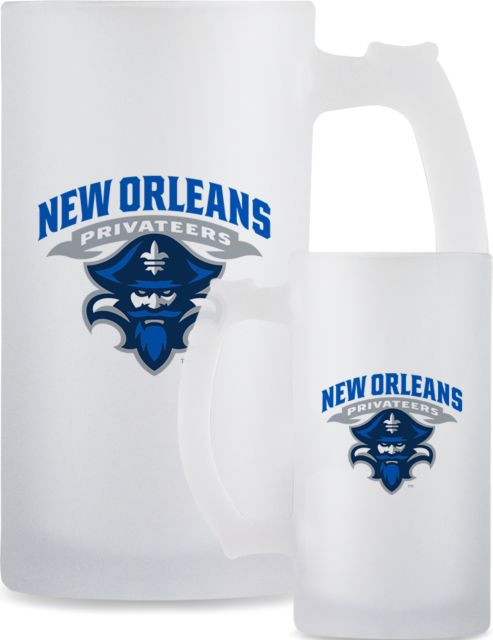 New Orleans Full Color Decorative Frosted Glass Mug 16oz Primary Mark - ONLINE ONLY