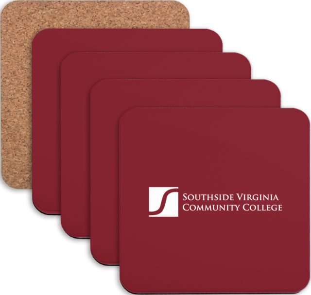 Virginia CC System Hardboard Coaster w/Cork Backing 4/set Southside Virginia Community College - ONLINE ONLY
