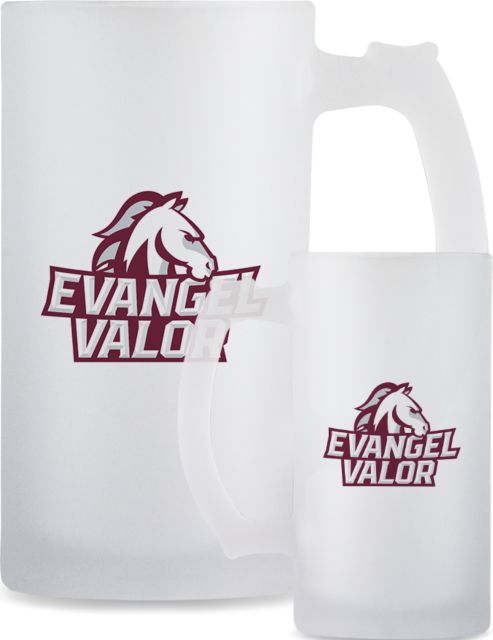 Evangel Full Color Decorative Frosted Glass Mug 16oz Evangel Valor Horse Lockup - ONLINE ONLY