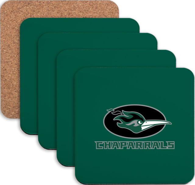 DuPage Hardboard Coaster w/Cork Backing 4/set Chaparrals Mascot with Oval - ONLINE ONLY