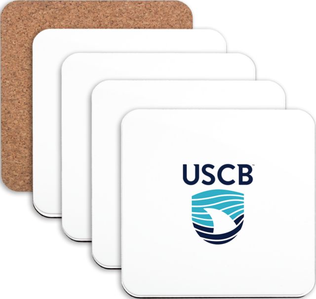 South Carolina Beaufort Hardboard Coaster w/Cork Backing 4/set USCB Institutional  Mark Stacked - ONLINE ONLY