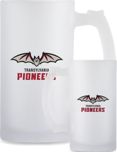 Transylvania Full Color Decorative Frosted Glass Mug 16oz Transylvania Pioneers - Mascot - ONLINE ONLY