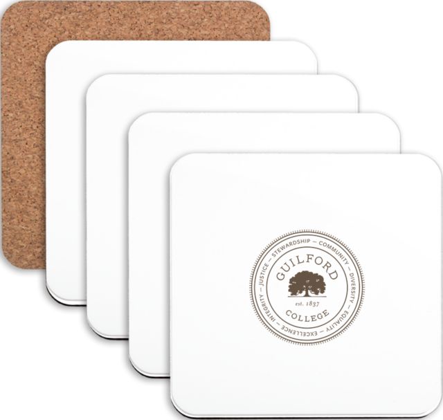 Guilford College Hardboard Coaster w/Cork Backing 4/set Guilford College Full Emblem - ONLINE ONLY