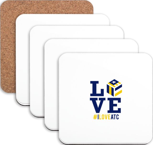 Atlanta Tech College Hardboard Coaster w/Cork Backing 4/set I Love ATC - ONLINE ONLY