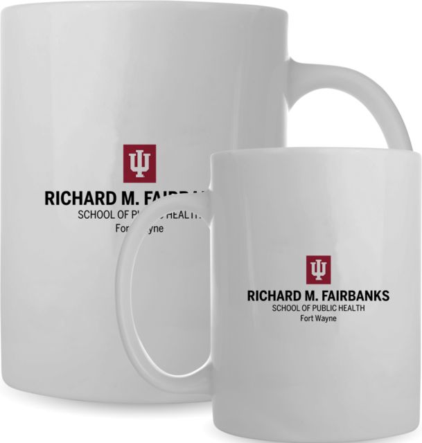 Indiana Full Color Mug 15oz IU Fort Wayne Richard M Fairbanks School of Public Health Stacked - ONLINE ONLY