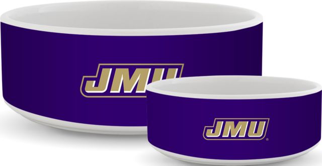 James Madison Ceramic Dog Bowl Primary Logo - ONLINE ONLY