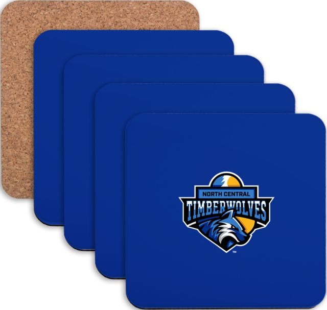 North Central Michigan Hardboard Coaster w/Cork Backing 4/set North Central Timberwolves - ONLINE ONLY